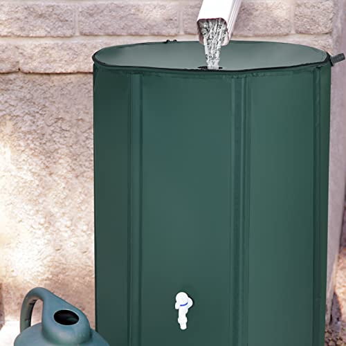 Happygrill 100 Gallon Collapsible Rain Barrel, PVC Rain Water Collection Barrel with Spigot Water Storage Container & Top Mesh, Portable Rain Barrels to Collect Rainwater from Gutter for Garden Lawn