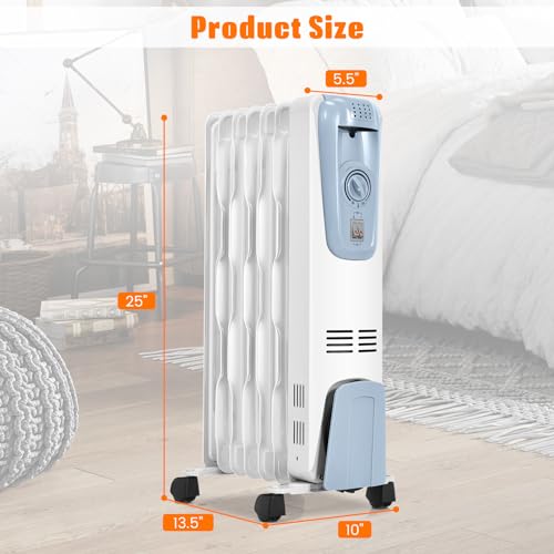 ARLIME 1500W Oil Filled Radiator Heater - Electric Space Heater With Thermostat, 3 Settings
