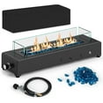 thumbnail image 1 of Happygrill 30 Inch Tabletop Propane Fire Pit, 40,000 BTU Table Top Firepit Fire Bowl with Wind Guard, Glass Rocks, Stainless Steel Burner & Cover, Outdoor Portable Fireplace for Patio, Camping, 1 of 9