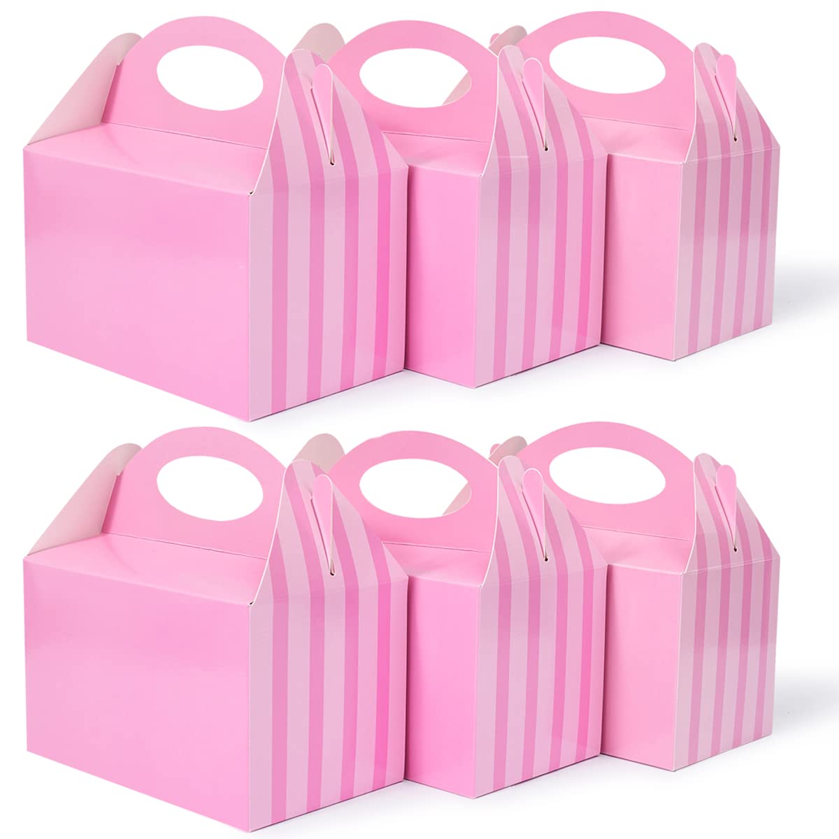 Happyhiram 25 Pcs Party Treat Pink for Party Favors with Handle Paper Cookie Gift Bags Gable Snack Goodie Bags for Kids Unicorn Peppa Pig Barbie Theme Birthday Baby Shower Bridal Shower C40