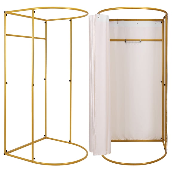Happyhtes Portable Fitting Room, Temporary Mobile Privacy Fitting Room with Blackout Curtains, 43.7 x 16.54 x 5.51 inches