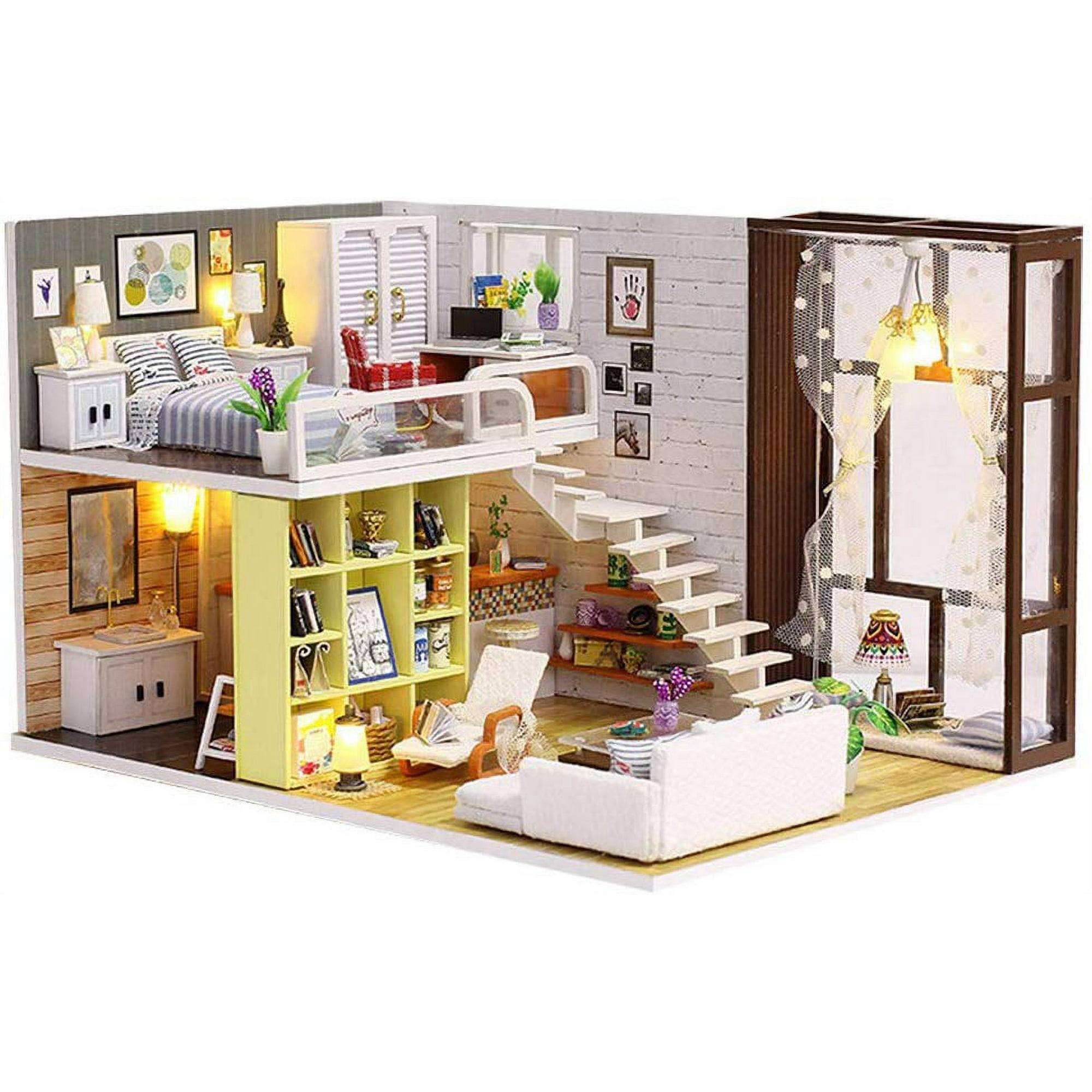 Happy Apartment Dollhouse Miniature With Furniture DIY 