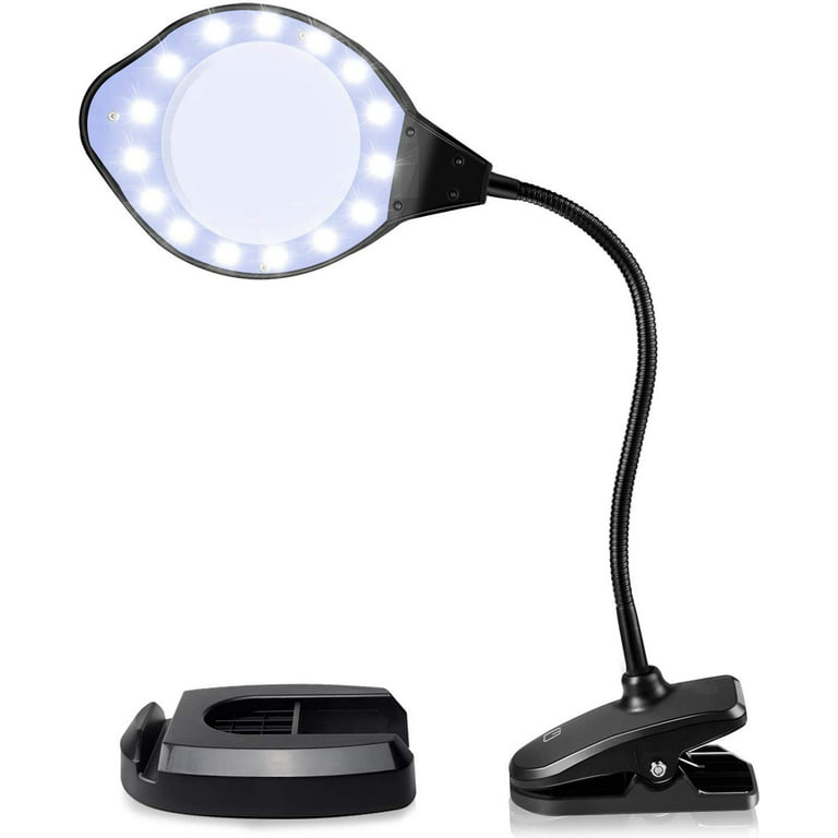 happyline Magnifier with Light,2X-4X Magnifier LED Light with Clip and Flexible Neck,Magnifying Glass Lamp USB Powered,Perfect for Reading,Hobbies