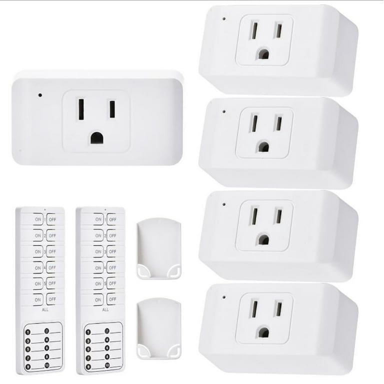 HAPYTHDA Wireless Remote Control Outlet Switch Power Plug In for Household  Appliances, Wireless Remote Light Switch, LED Light Bulbs,15A/1500W,White  (2 Pack) 