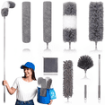 thumbnail image 1 of Happylost Dusters for Cleaning, 9PCS Extendable Feather Duster with Extension Pole 30 to 100 inches, Microfiber Reusable Washable Long Dusters for High Ceiling Fans, Furniture, Cobweb, Gray, 1 of 8