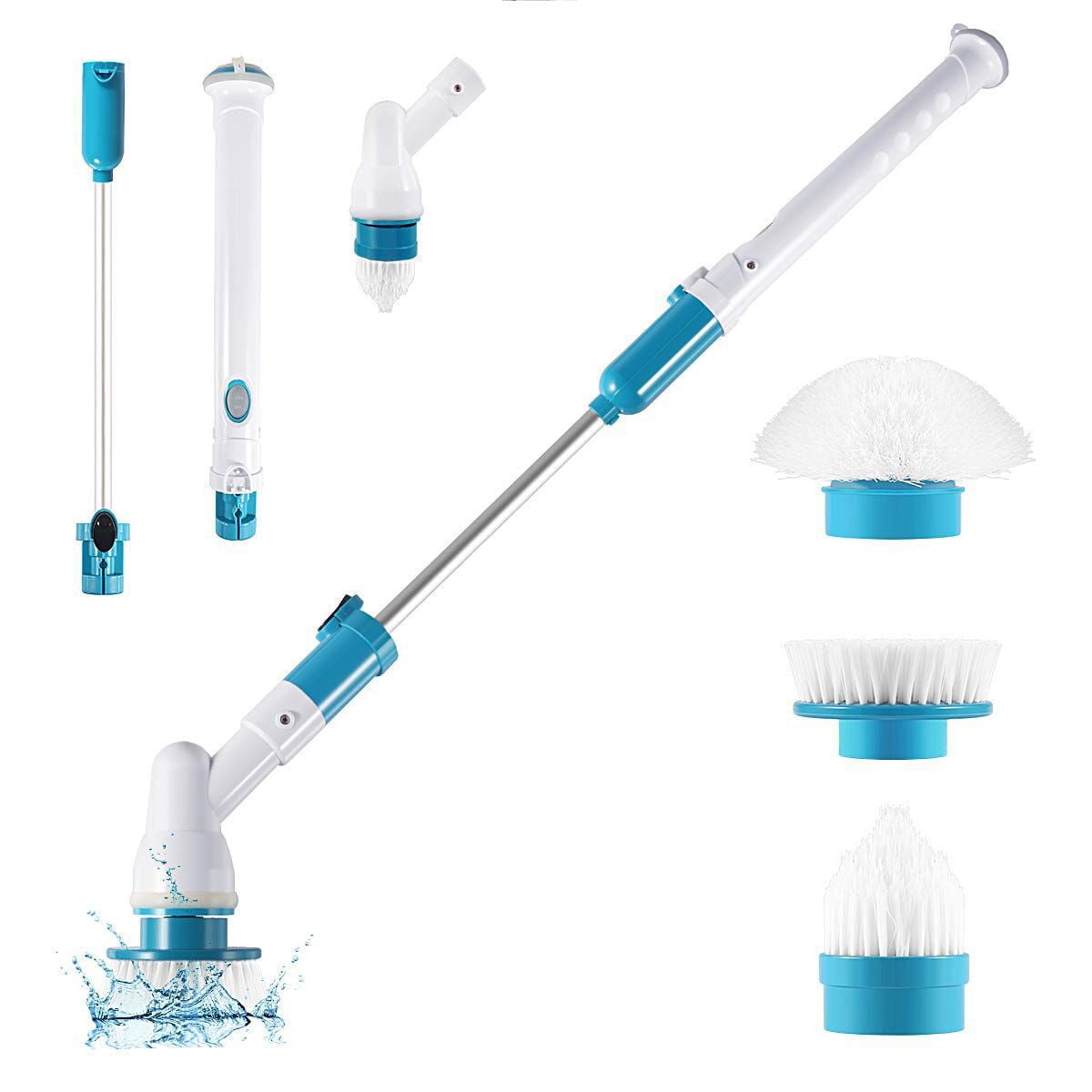 Anself Electric Spin Scrubber Cordless Rechargeable Bathroom Scrubber  Cleaning Brush with 3 Replaceable Brush Heads Extension Handle for Tub,  Tile