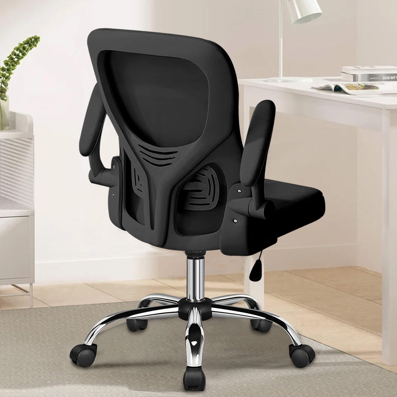 Happylost Office Chair, Computer Mesh Swivel Desk Chair with Adjustable  Armrests (Black)