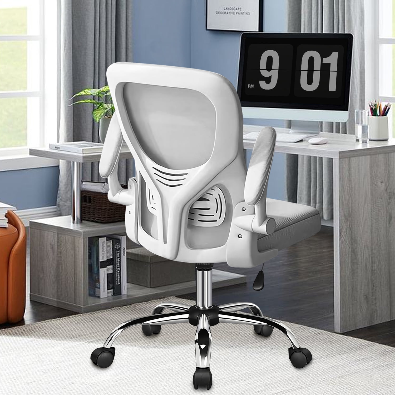 Happylost Office Chair, Computer Mesh Swivel Desk Chair with Adjustable  Armrests (Black)