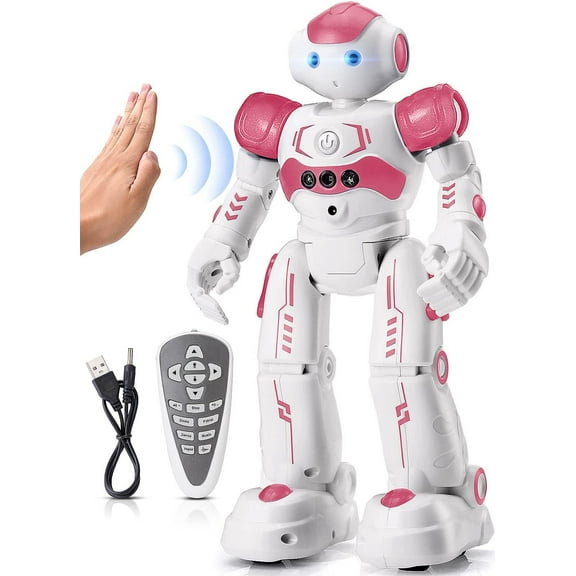 Happysky RC Robot Toys for Kids, Gesture & Sensing Remote Control Robot for Age 3 4 5 6 7 8 Year Old Boys Girls Birthday Present (Pink)