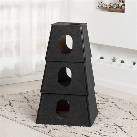 Happystack Cat Tower Model HS3SQBLK1 Pyramid Design in Black Indoor/Outdoor Carpet