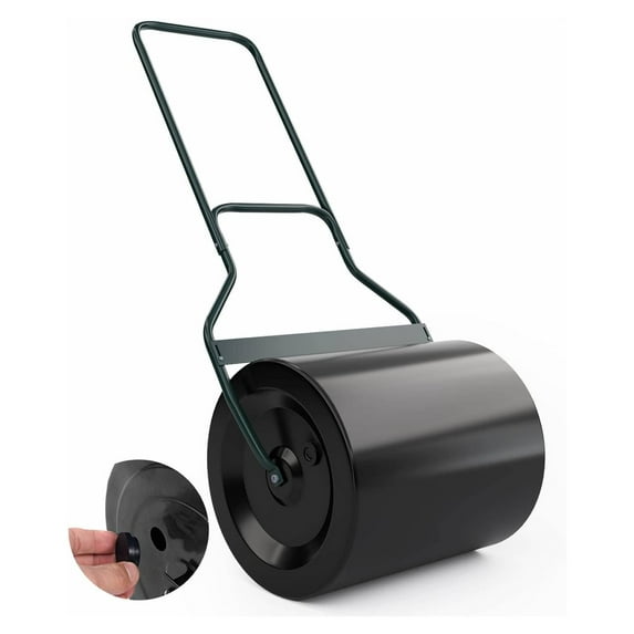 Happytools Lawn , 16 Gallons/ 60 L Manual Sod Steel Drum w/U-Shaped Handle & Removable Drain Plug, Lawn Tow Behind Water Filled for Yard, Garden & Park