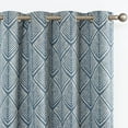 thumbnail image 1 of Happyun Moderate 80% Blackout Curtains Geometric Patterns Design Thermal Curtains Grommet Top Bedroom Window Curtains Room Darkening Thermal Insulated Curtains 84" L Blue on Beige, 1 of 8