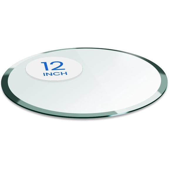 Happyyeah 12 inch Round Glass Table Top - Tempered - 1/2" Thick Glass Surface, Safe Beveled Edge, Multipurpose for Dining Table, Patio, Coffee and End Table