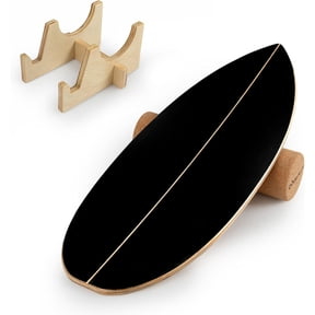 Happyyeah Balance Board Trainer for Adults, Wooden Balancing Board with Cork Roller and Storage Rack to Exercise and Build Core Strength, Wobble Board for Skateboard, Snowboard