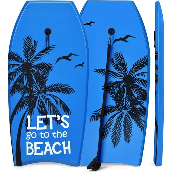 Happyyeah Bodyboard for Beach, 33/37/41 Inches Lightweight Body Board w/ Wrist Leash, EPS Core, XPE Deck, HDPE Slick Bottom, Surfboard for Kids Teens Adults Surfing