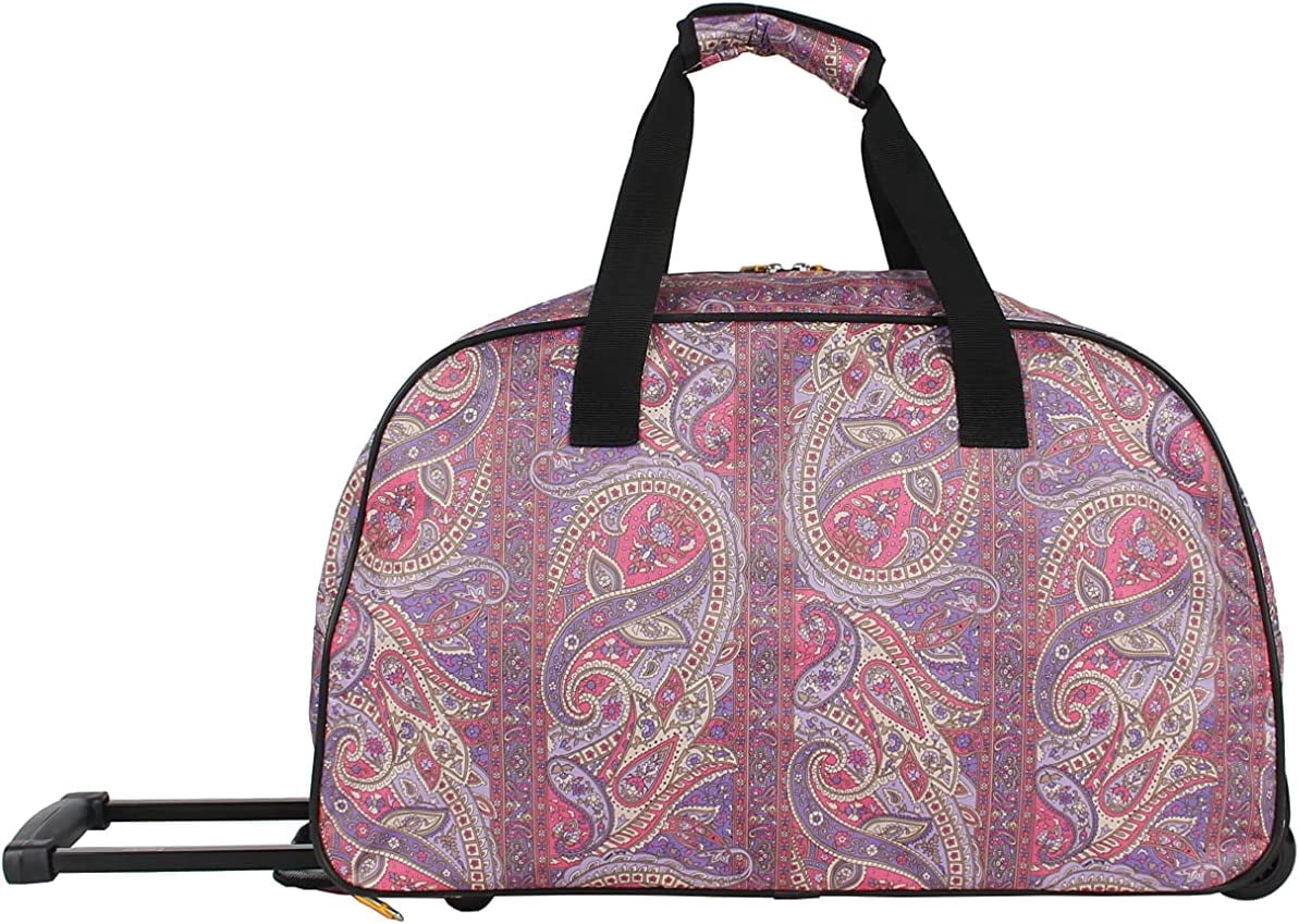 Happyyeah Designer Carry On Luggage Collection - Lightweight Pattern 22 Inch Duffel Bag- Weekender Overnight Business Travel Suitcase with 2- Rolling Spinner Wheels (SEA FORM) (PAISLEY)