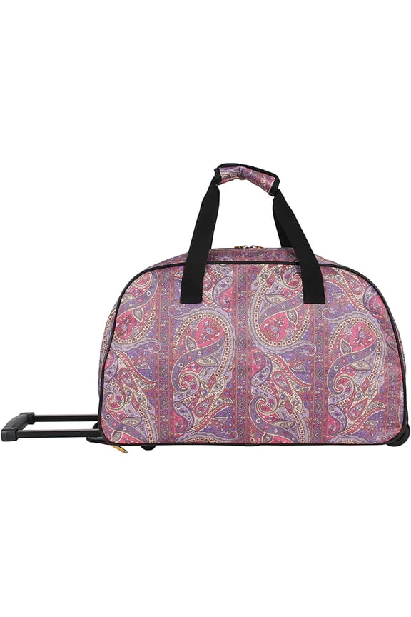 Designer Carry On Luggage Collection - Lightweight Pattern 22 Inch Duffel Bag- Weekender Overnight Business Travel Suitcase with 2- Rolling Spinner Wheels (SEA FORM) (PAISLEY)