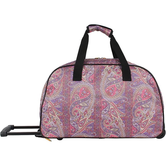 Happyyeah Designer Carry On Luggage Collection - Lightweight Pattern 22 Inch Duffel Bag- Weekender Overnight Business Travel Suitcase with 2- Rolling Spinner Wheels (SEA FORM) (PAISLEY)