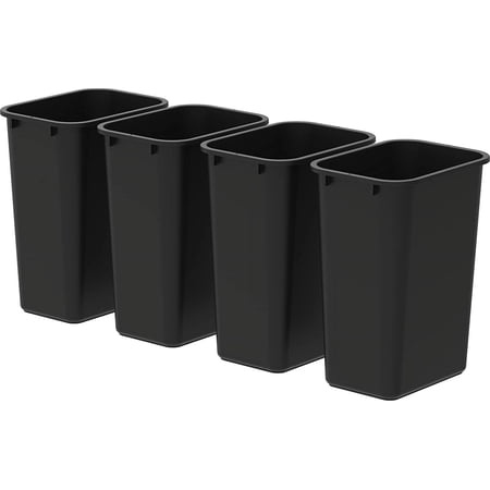 Happyyeah Large/Tall Waste Basket, 15.5 x 11 x 20.75 Inches, Black, Case of 4 (00700U04C)
