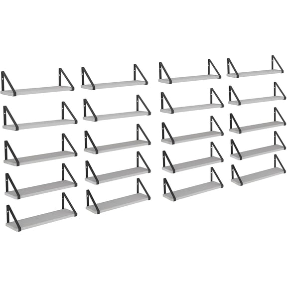 Happyyeah Ponza 17'' x 4.5'' Floating Wall Shelf Bathroom, Small Wood Book Shelves for Wall Storage, Wall Mounted Shelf, Dining Room, Bedroom, Living Room, Office & Kitchen Organization, White, 20pcs