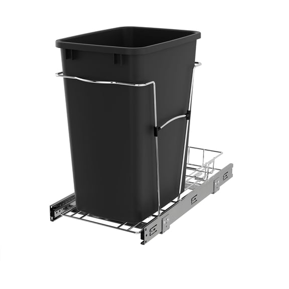 Happyyeah Pullout Trash Can for Kitchen Cabinets 35 Qt Garbage Waste Recycling Bin with Full Extension Slides, Black, RV-12KD-18C S
