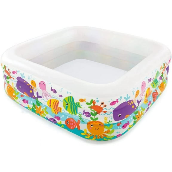 Happyyeah Swim Center Clearview Aquarium Inflatable Pool, 62.5" X 62.5" X 19.5", for Ages 3+