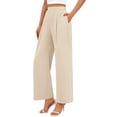 thumbnail image 1 of Happyyee Women's Business Pants High Waisted Straight Wide Leg Suit Pants with Pockets Fashion Office Work Pants ,Beige,S, 1 of 7