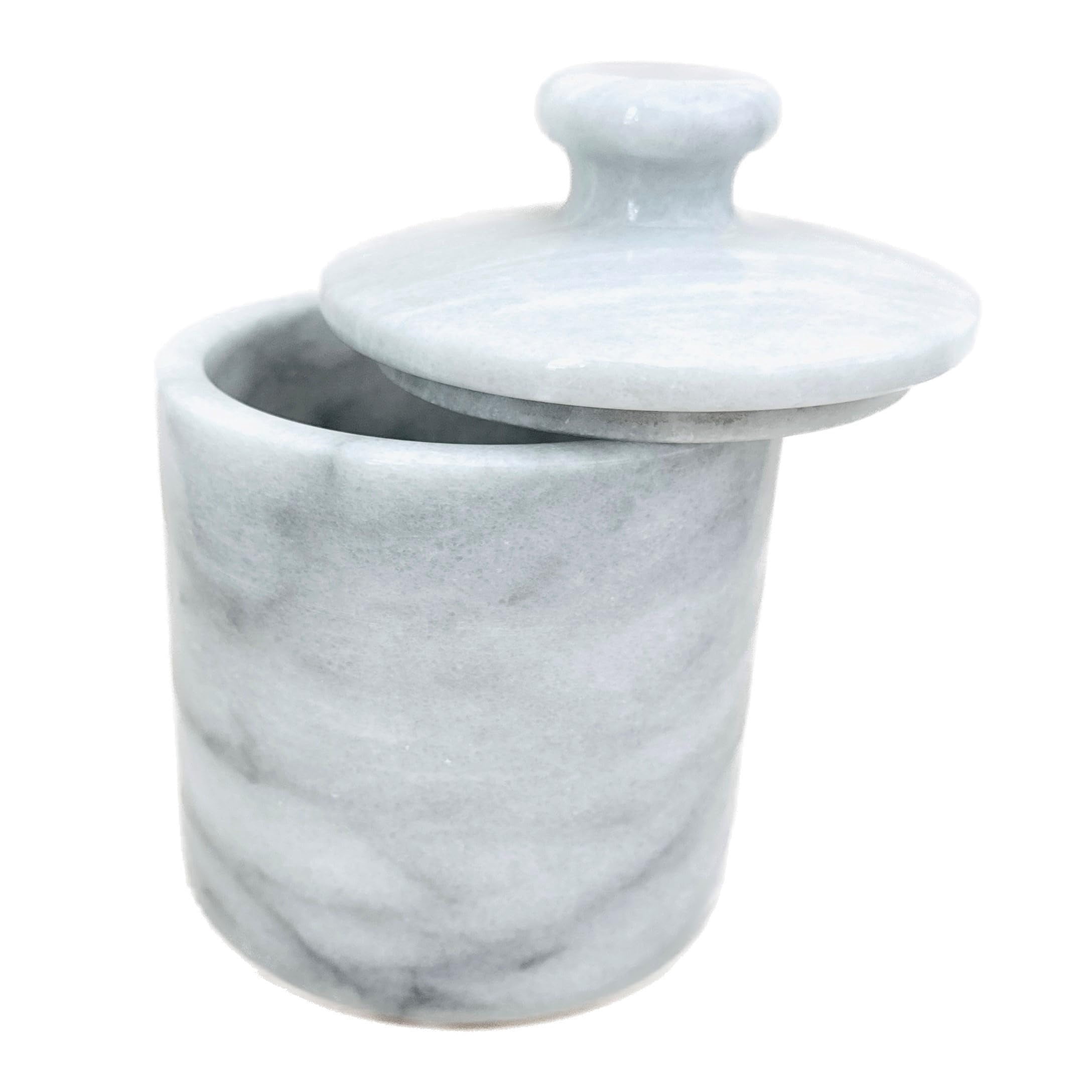 Hapton House White Natural Marble Small Lidded Canister - Vanity ...