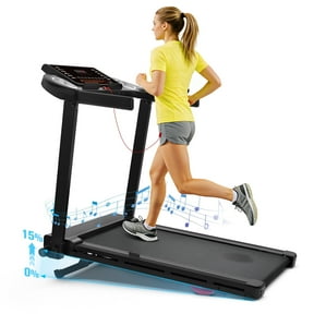 Hapycity Foldable Treadmill with 15% Auto Incline - 300 lb Capacity 2.5HP 0.6-7.6MPH with Remote & APP for Home Office