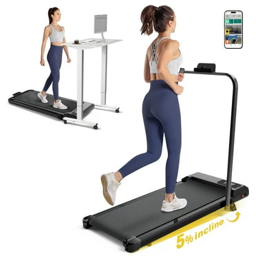 Hapycity Folding Treadmill 5% Incline Under Desk 2 in 1 Walking Running Machine 2.25HP 265LBS, Black
