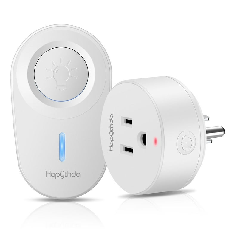HAPYTHDA Wireless Remote Control Outlet Switch Power Plug In for Household  Appliances, Wireless Remote Light Switch, LED Light Bulbs,15A/1500W,White