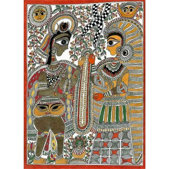 Har-Parvati Wedding, Madhubani Style Painting, Limited Edition A2 Print Matte Finish. Wall Décor, Home Décor, Wall Art, Collectible