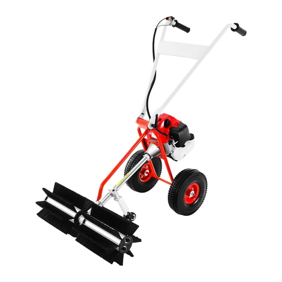 Haraisyo 1.7 HP Gas Powered Walk-Behind Yard Sweeper, Heavy-Duty Handheld Lawn Broom for Driveways, Sidewalks, Lawns & Boulevards