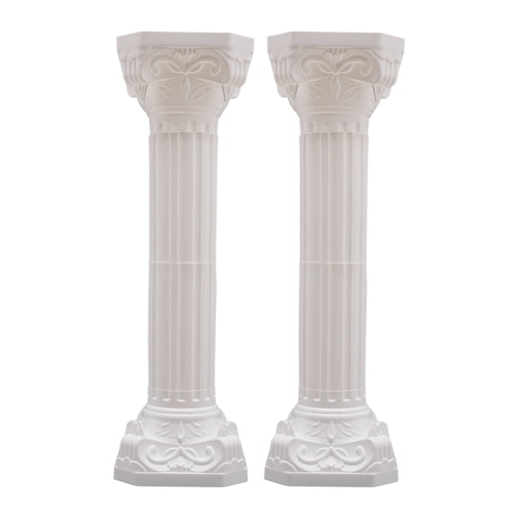 2 Pack Detachable Plastic Roman Pillar Columns, European Style White Wedding & Birthday Party Decor Stands