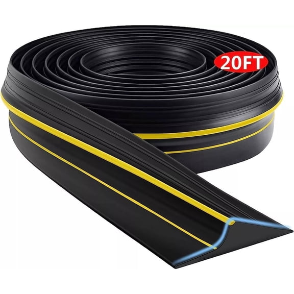 Haraisyo 20ft PVC Garage Door Threshold Seal Strip, 3 Inch Width Weatherproof Garage Bottom Sealing Strip with Yellow Horizontal Stripes