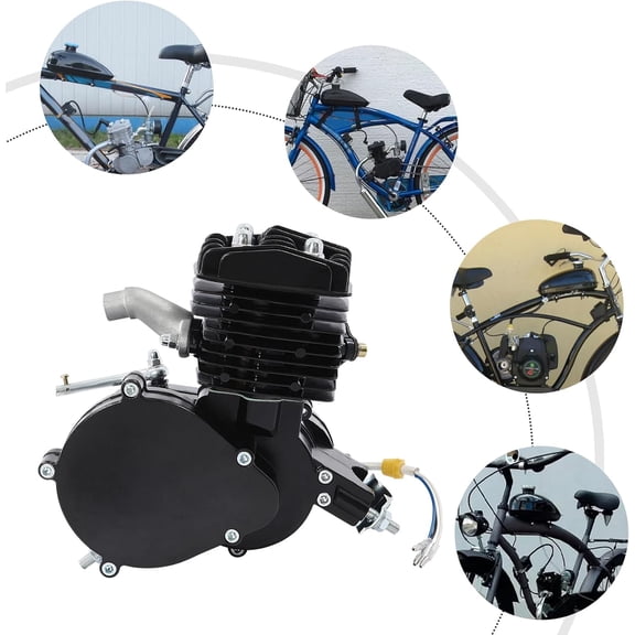 Haraisyo 80cc 2-Stroke Motorized Bicycle Engine Kit, Black with LCD Speedometer, 2.58HP Air Cooled Gas Motor for 26-28 Inch V Frame Bikes