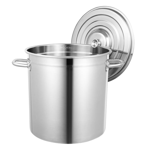 Haraisyo 9.25 Gallon Stainless Steel Stock Pot with Lid & 2 Side Handles for Restaurant & Home Kitchen Use
