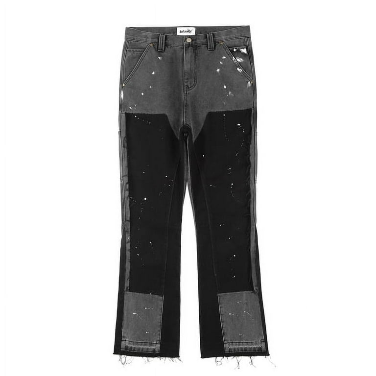 Harajuku Black Graffiti Flared Jeans Pants Patches Hip Hop Harajuku Black Graffiti Flared Jeans Pants Patches Hip Hop