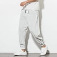 thumbnail image 1 of Harajuku Cotton Linen Harem Casual Pants Men 2023 New Fashion Striped Spring Mens Joggers, 1 of 6