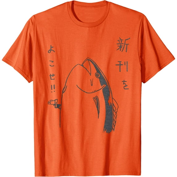 Harajuku Fish Japanese Anime and Manga Design Unisex T-Shirt for Men Women Kids,Orange Color,Size 3XL