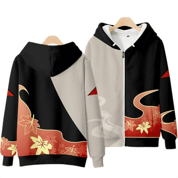 Harajuku Genshin Impact Sweatshirt with zipper Game Cartoon Print Hoody Kaedehara Kazuha Graphic Hoodies Unisex Long Sleeve Y2k Clothes