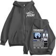 thumbnail image 1 of Harajuku Hip Hop Trueno Double Sided Print Zip Up Hoodie for Men & Women Oversized Casual Pullover, 1 of 5