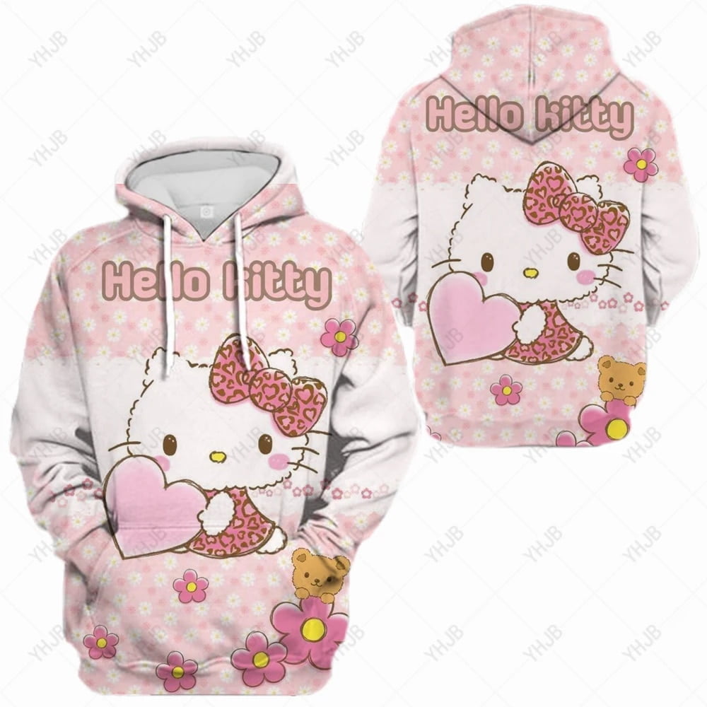 Harajuku Kawaii Clothing Cute Large Pocket Hoodie HELLO KITTY ...