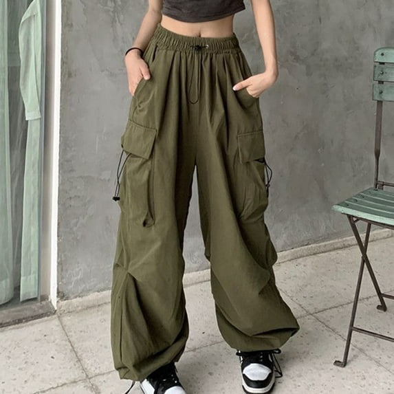 Harajuku Pants Women Streetwear Vintage Hip Hop Wide Leg Joggers Sweatpant Red L YIWEI