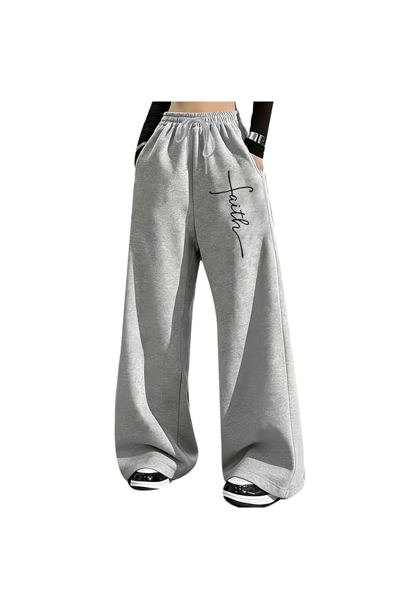 Harajuku Pants Y2K Kpop Polyester Baggy Wide Leg Drawstring Graphic Sweatpants for Street Fashion and Daily Use