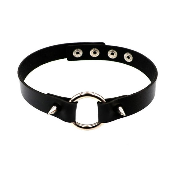 Harajuku Punk Goth Black Leather Rivet Buckle Collar Choker Necklace
