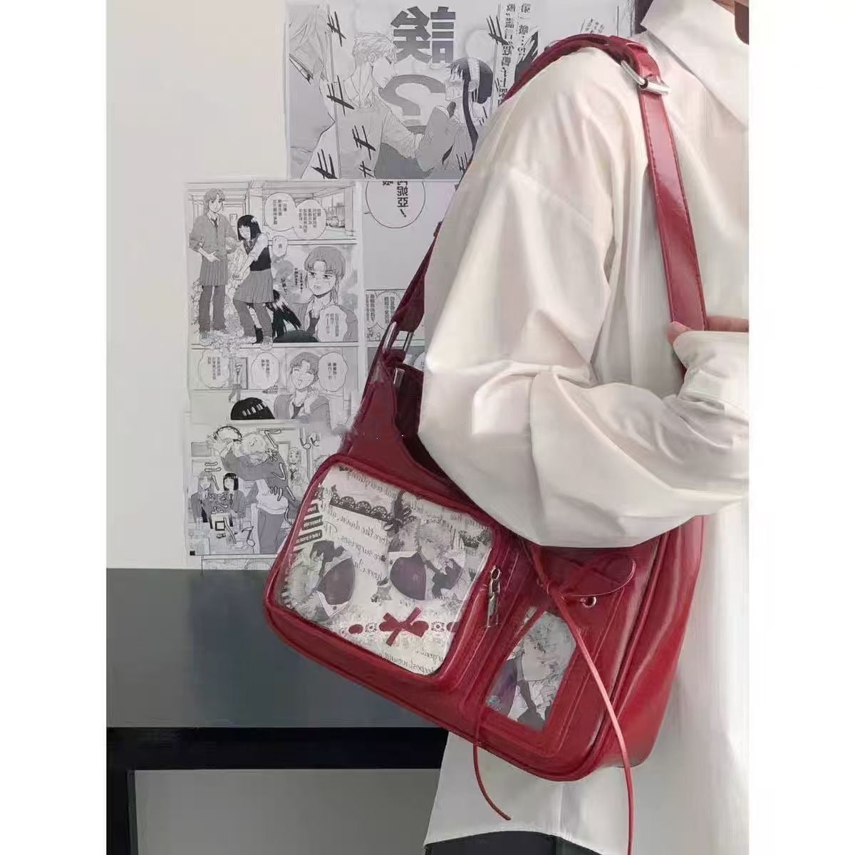 Harajuku Shoulder Bag Women Korean Transparent Ita Bag School Crossbody Bag Female Japanese Designer Preppy Handbag Purse