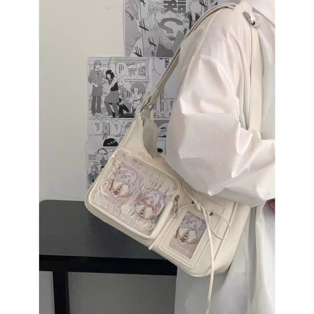 Harajuku Shoulder Bag Women Korean Transparent Ita Bag School Crossbody Bag Female Japanese Designer Preppy Handbag Purse