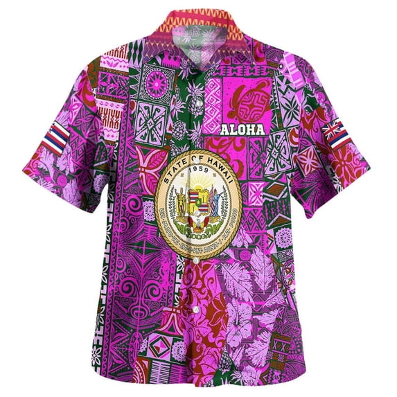 Harajuku Summer 3D Printing American Hawaii Flag Tribal Shirts Hawaii Coat Of Arm Graphic Short Shirts Men Fashion Tops Clothing