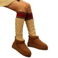 thumbnail image 1 of Harajuku Women Colorblock Striped Cable Knit Boot Socks Loose Style Leg Warmers, 1 of 21